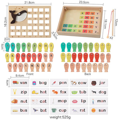 Woods™ - Learning words & letters - Wooden magnetic fish game