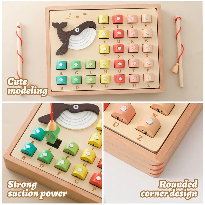 Woods™ - Learning words & letters - Wooden magnetic fish game
