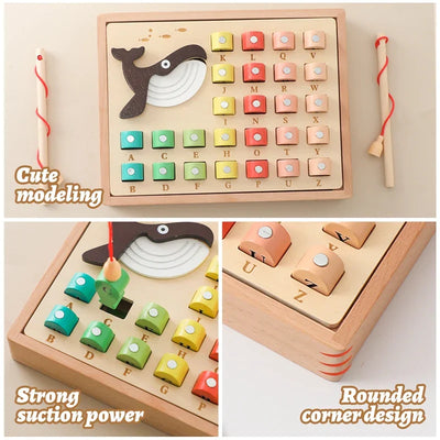 Woods™ - Learning words & letters - Wooden magnetic fish game