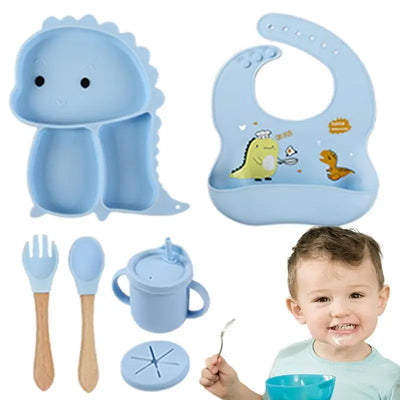 Dino Tablewear Set™ - 7-piece set - Silicone Children's Tableware