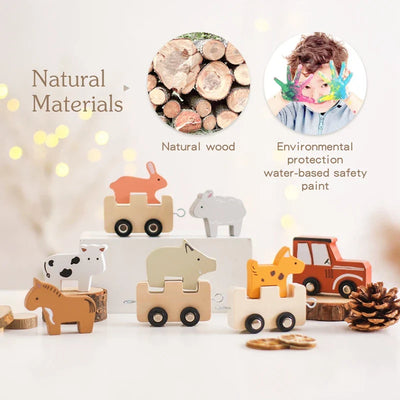 Woods™ - Farm Fun on Rails - Wooden Animal Train