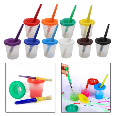 Anti-Spill Paint Cups™ - Fuss-free paint adventure - Kids paint cups with lid & brush