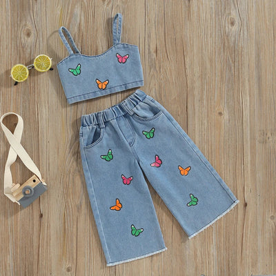 Mini Fashion™ - Beautiful Embroidery - Denim Summer Set
