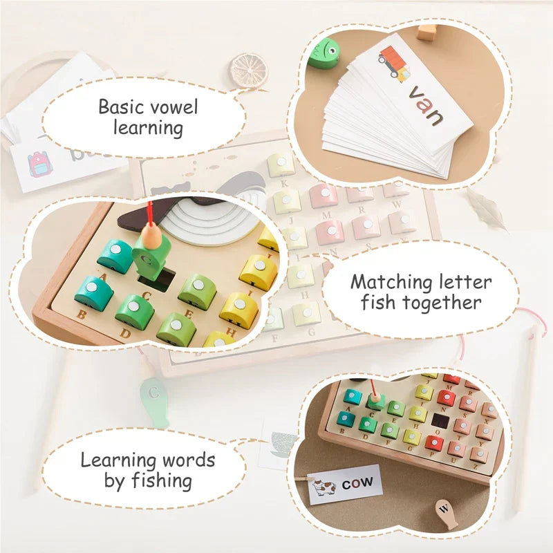 Woods™ - Learning words & letters - Wooden magnetic fish game