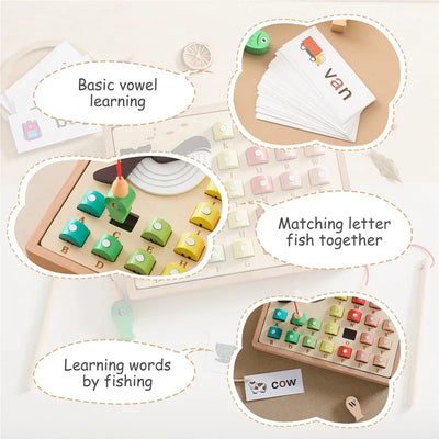 Woods™ - Learning words & letters - Wooden magnetic fish game